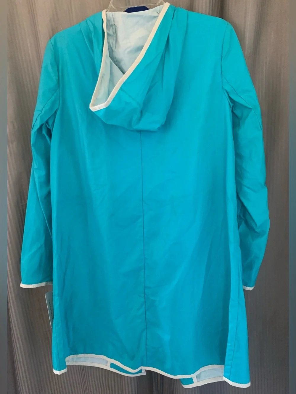 Jane Post Teal Coat with Cream Trim